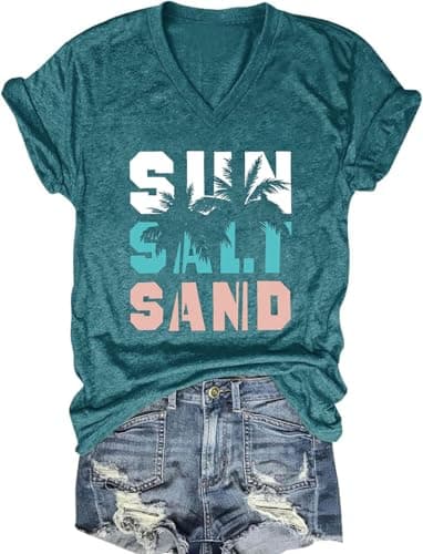 Women's Boho V-Neck Flowers T-Shirt Wildflowers Graphic Summer Tee
| Cute Women's V-Neck Wildflowers Graphic Short Slee — G-green1