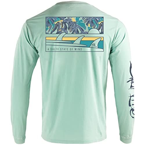 Salt Life Men's Stacked Up Long Sleeve Classic Fit Pocket Shirt for Casual Wear with Versatile Style and Comfort in Cott — Sea Glass