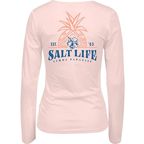 Salt Life Women's Pineapple Resort Long Sleeve V-Neck Tee + Size+Color + Beach Vacation + Easy Wear + Soft Fabric + Shor