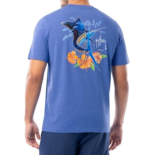 Guy Harvey Men’s Threadcycled Short Sleeve T-Shirt for Outdoor Adventures Comfort and Style — Azul
