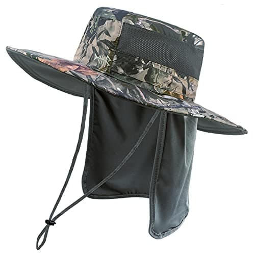 BASSDASH UPF 50+ Sun Fishing Hat for Men Water Resistant with Detachable Neck Flap Global Recycled Standard Global Recyc — Woodland I