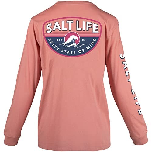 Salt Life Men's Comfortable Long Sleeve Boyfriend Tee for Casual Wear — Mauve