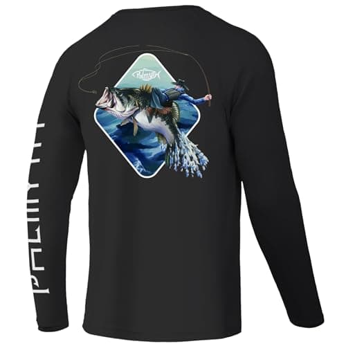 Palmyth Fishing Shirts for Men Long Sleeve UPF 50+ Sun Protection T-Shirt
| Palmyth Fishing Shirts Men Long Sleeve UPF — Black / Cowboy Rides Bass