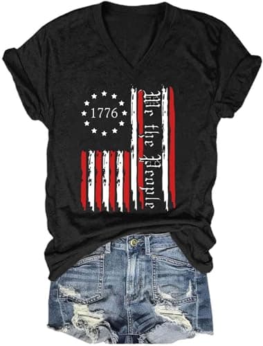 Women's Boho V-Neck Flowers T-Shirt Wildflowers Graphic Summer Tee
| Cute Women's V-Neck Wildflowers Graphic Short Slee — U-black1