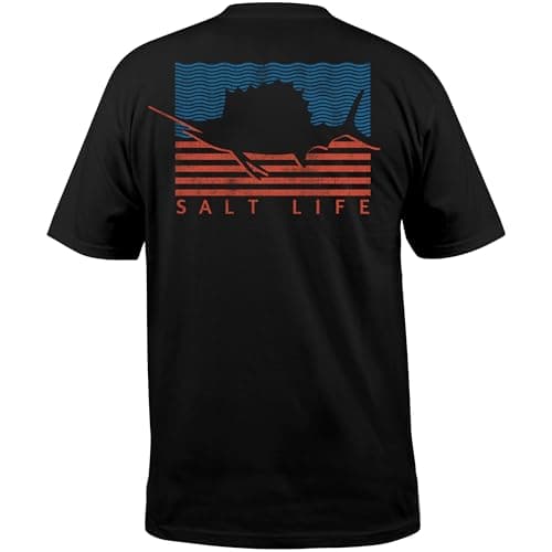 Salt Life Men's Sailin Flag Shirt Gray Size M — Black