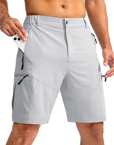 Pudolla Men's Lightweight Outdoor Hiking Cargo Shorts for Travel Golf Camping
| Pudolla Men's 9" Zipper Pockets Hiking — Bright Grey