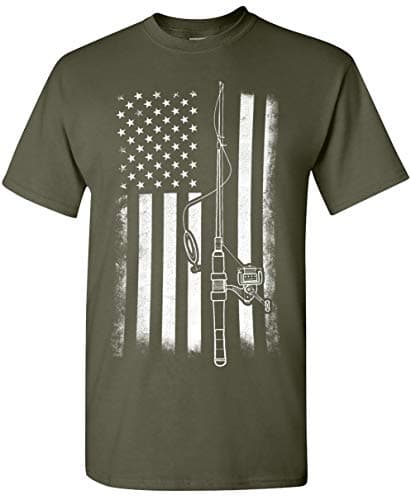 Silk Road Tees American Flag Fishing T-Shirt for Men
| Funny Mens American Flag Fishing Shirts
| Mens Graphic T-Shirts — Military Green