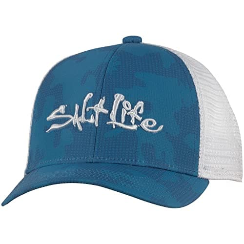 Salt Life Reef Blue Camox Mesh Youth Hat OSFM Cool Breathable Sport Hat for Teen Boys and Girls