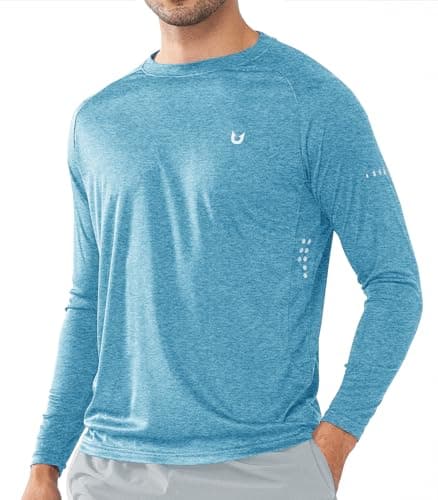 NORTHYARD Men's Sun Protection UPF 50+ Long Sleeve Swim Rash Guard Shirt for Workout Running UV Protection Fish Hiking — Coralheather