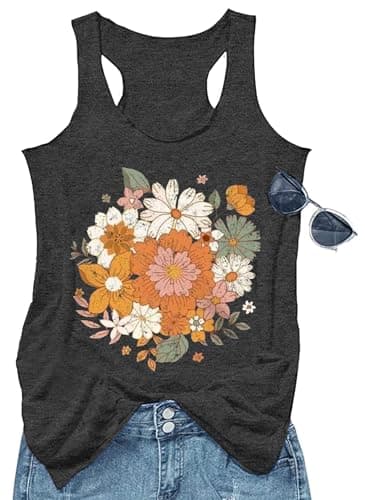 GEMLON Women's Summer Tank Tops for Women in Loose Graphic Basic Casual Shirts
| GEMLON Loose Summer Sleeveless Tank To — Flower&black
