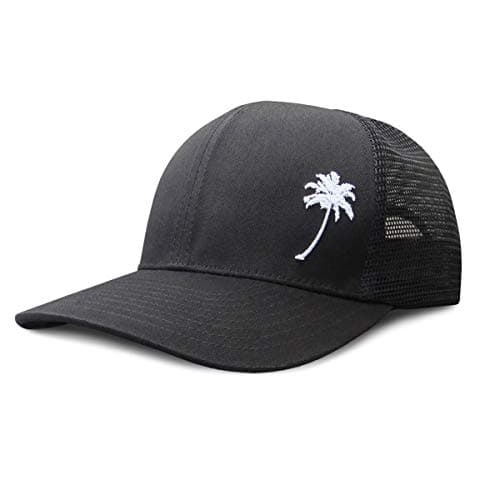 Grace Folly Trucker Hat for Men or Women: Stylish Cool Designs, Versatile Fashion Accessory — Palm Tree- Black