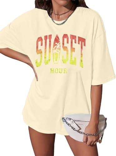 Salted Beach Women's Oversized Graphic Tees for Summer Hawaiian Style Casual Wear
| Hawaiian Beach Oversized graphic te — Apricot