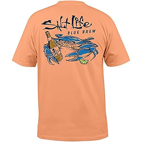 Salt Life Men's Blue Crab Short Sleeve Classic Fit Shirt for Outdoor Adventures Highlights Comfortable Cotton Material,