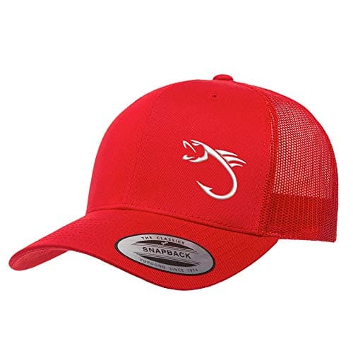 Love Sketches Embroidered Fishing Hat for Men & Women | Fish Trucker Hat Men Snapback Hats | Best Dad Fishing Gift — Red-bhwt