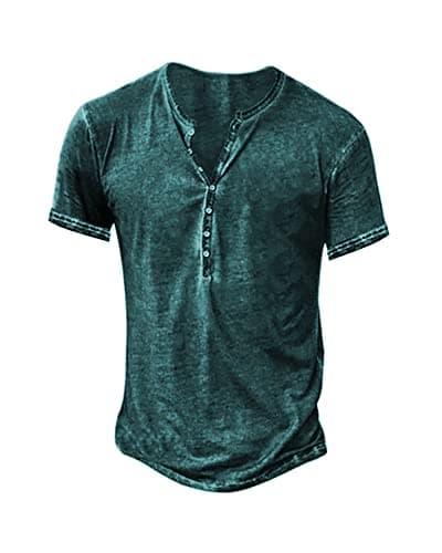 Beautyshow Men's Retro Distressed Henley Shirts Casual Button Down for Men
| Beautyshow Mens Washed Short Sleeve Tees C — 1-deep Green