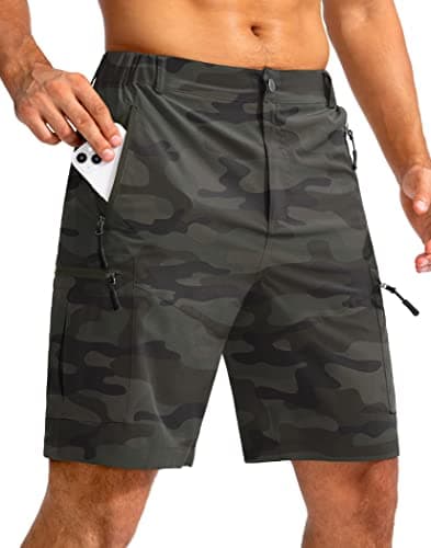 Pudolla Men's Lightweight Outdoor Hiking Cargo Shorts for Travel Golf Camping
| Pudolla Men's 9" Zipper Pockets Hiking — Green Camo