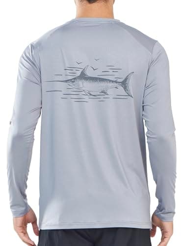 UPF 50+ Sun Protection NorthYard Men's Long Sleeve Swim Shirt
| Lightweight Quick Dry NorthYard Men's SPF 50+ Swim Rash — Lightgrey