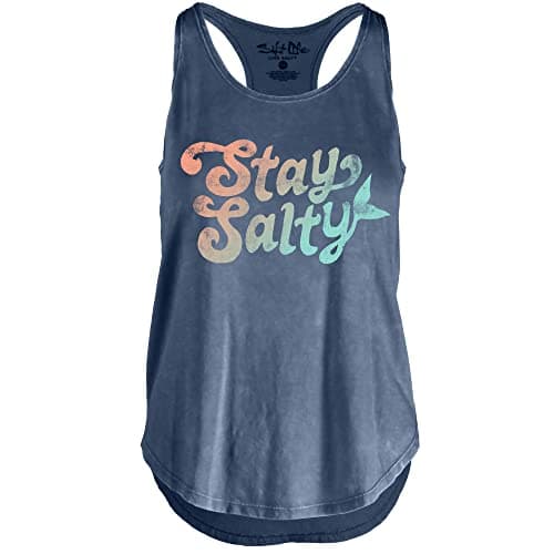 Salt Life Women's Summer Racerback Tank Top for Swimming Pool Beach Vacation Sun Protection — Washed Navy