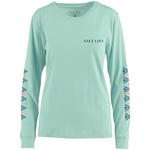 Salt Life Women's Tribal Print Long Sleeve Boyfriend Tee - Stylish and Versatile for Casual Wear - Unisex Large Fit - Co