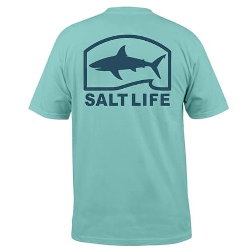 Salt Life Men's Pro Salt Shark Short Sleeve Tee + Summer Casual Wear + Men's Fashion + Breathable Cotton + Unisex Regula — Aruba Blue