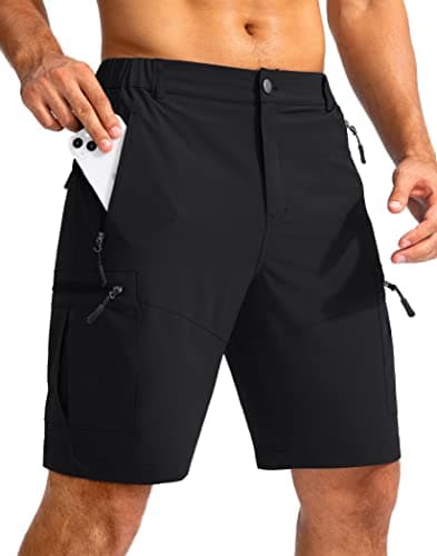 Pudolla Men's Lightweight Outdoor Hiking Cargo Shorts for Travel Golf Camping
| Pudolla Men's 9" Zipper Pockets Hiking — Black