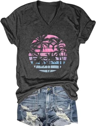 Women's Boho V-Neck Flowers T-Shirt Wildflowers Graphic Summer Tee
| Cute Women's V-Neck Wildflowers Graphic Short Slee — G-dark Gray1