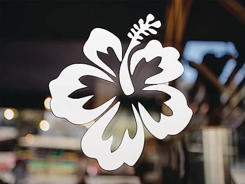 Hawaiian Hibiscus Flower Decal - Perfect for Car and Truck Outdoors - Durable Hawaii Bumper Stickers - 4-Inch by |25-Inc — White