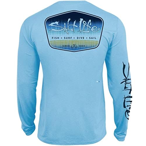 Salt Life Men's Standard Tuna Brigade Long Sleeve Performance Shirt for Outdoor Activities with Moisture Wicking Technol — Sky Blue Heather