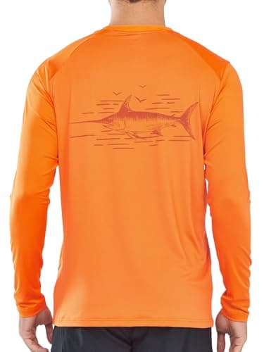 UPF 50+ Sun Protection NorthYard Men's Long Sleeve Swim Shirt
| Lightweight Quick Dry NorthYard Men's SPF 50+ Swim Rash — Orange