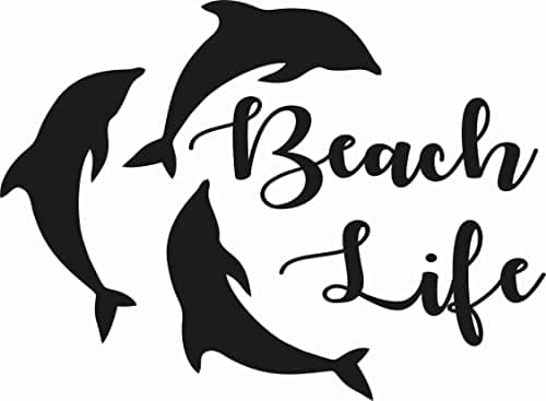 Beach Life Dolphins Ocean Turquoise Blue Die Cut Vinyl Window Decal for Car/Truck
Beach Life Dolphins Ocean Die Cut Viny — Matte Black