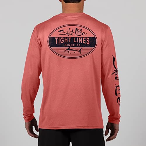Salt Life Men's Performance Long Sleeve Shirt for Outdoor Activities Quick Dry Moisture Wicking Polyester Shirt Size M