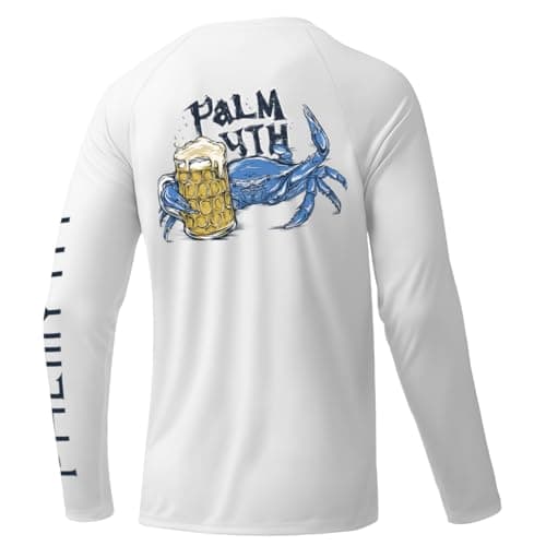 Palmyth Men's Long Sleeve Sun Protection Shirts
| Palmyth UV UPF 50+ Fishing Shirts for Men
| Palmyth Quick Dry Men's L — White / Victory Crab