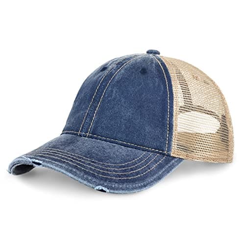 CHOK.LIDS Premium Washed Unstructured Trucker Hat for Men and Women Outdoor Adjustable Distressed Pigment Dyed Cap
| CH — Navy