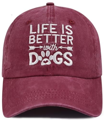 Xpayzere Life is Better with Dogs Adjustable Embroidered Animal Gifts Baseball Cap for Men and Women
| Xpayzere Life is — Dog Embroidered Red