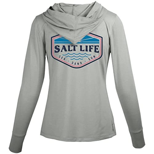 Salt Life Women's Restore Performance Hoodie + Moisture-Wicking Technology + Lightweight + Outdoor Activities + Warmth a — Mist Grey Heather