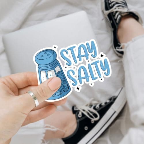 Stay Salty Waterproof Bumper Sticker for Car and Laptop - Beachy Gift for Salt Lovers
| Stay Salty Funny Decal Stickers