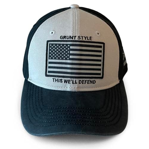 Grunt Style Veteran Flag Cap + Size + Multiple Colors + Military Veterans and Enthusiasts + Patriotic Events and Parades — Gray