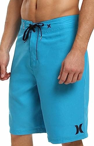 Hurley Men's One and Only 22-Inch Boardshorts Lightweight Breathable Surf Swim Shorts for Men Summer Beach Vacation — Cyan/Hurley