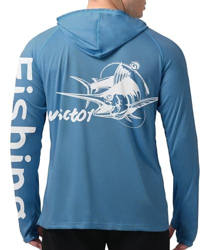 UPF 50+ Sun Protection Men's Hoodie Shirt for Fishing and Hiking
| Lightweight UPF 50+ Men's Hoodie Shirt for UV Protec — B-g-blue-fish