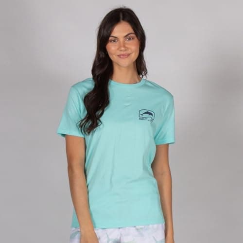Salt Life Women's Pro Salt Dolphin Short Sleeve Tee + Core Style + Active Women + Gym Workout + Breathable Comfort + Reg