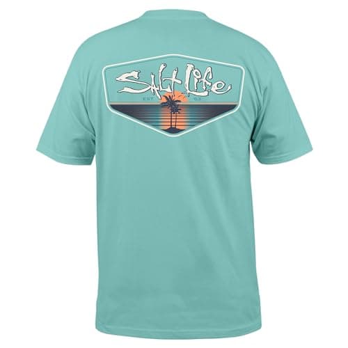 Salt Life Men's Summer Comfortable Casual Tee for BeachVacation Relaxing and Stylish Short Sleeve Shirt Salt Life Men's — Aruba Blue
