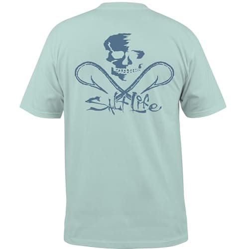 Salt Life Men's Fashionable Skull and Hooks Tee for Outdoor Adventuresumni Size, Multiple Colors — Fresh Mint