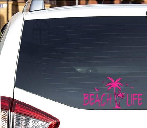 Beach Life Palm Trees Birds Ocean Pink Vinyl Window Decal for Car/Truck
Beach Life Palm Trees Birds Ocean Die Cut Pink V