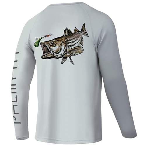 Palmyth Fishing Shirts for Men Long Sleeve UPF 50+ Sun Protection T-Shirt
| Palmyth Fishing Shirts Men Long Sleeve UPF — Gray / Striped Bass