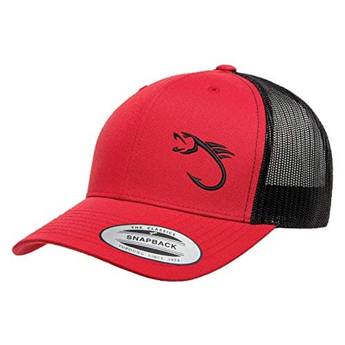 Love Sketches Embroidered Fishing Hat for Men & Women | Fish Trucker Hat Men Snapback Hats | Best Dad Fishing Gift — Red/Black-bhbk