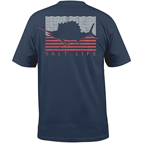 Salt Life Men's Sailin Flag Shirt Gray Size M — Washed Navy