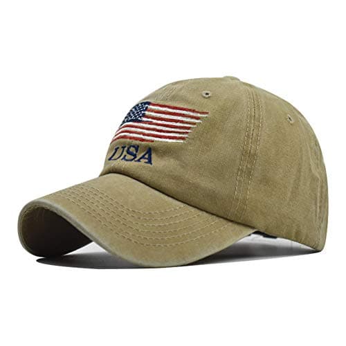 Cot-Oath Washed American Flag Baseball Cap for Men Women
| Retro Adjustable Sun Hat Gift for Dad
| Fashion Trucker Cap — Khaki