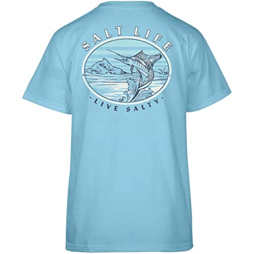 Salt Life Women's Sea Escape Badge Long Sleeve Tee + Size + Color + Versatile For All-Day Wear + UV Protection + Soft An — Sky Blue