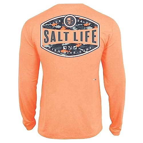 Salt Life Men's Performance Long Sleeve Tee for Swimming and Outdoor Activities Comfort, Moisture-Wicking, UV Protection
