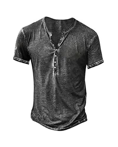 Beautyshow Men's Retro Distressed Henley Shirts Casual Button Down for Men
| Beautyshow Mens Washed Short Sleeve Tees C — 1-grey